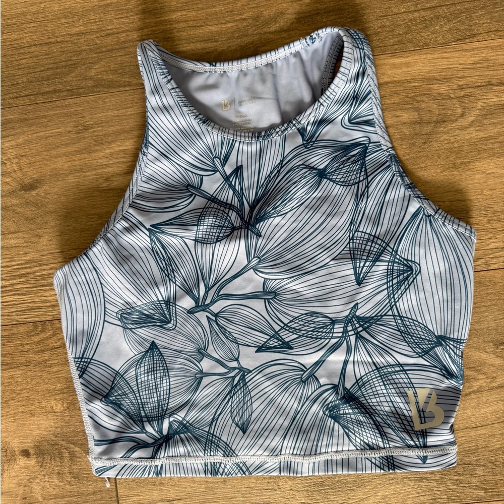 BUFFBUNNY Blue Floral All Over Print Crop Top